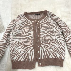beige zebra print cardigan
